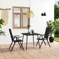 Lauko baldų komplektas Sodo valgomojo baldų komplektas, 3 dalių, juodos spalvos