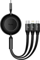 USB laidas Baseus Bright Mirror 2 Type-C į MicroUSB/Type-C/Lightning 3.5A 1.1m juodas CAMJ010201