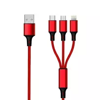 USB kabelis 2GO USB-A - USB-C + microUSB + Žaibas 1,5 m Raudona (797150)