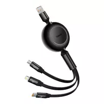 Baseus Bright Mirror 3 USB 3-in-1 kabelis skirtas micro USB USB-C Lightning 66W 2A 1,1m – Juodas