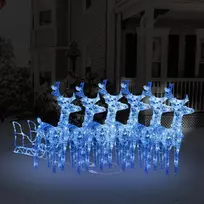 Kalėdų dekoracija elniai ir rogės, akrilas, 320 LED