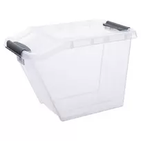 Plastikinė dėžė fiksuojamu dangčiu Pro Box Plast Team 58L permatoma