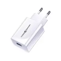 USAMS laidinis įkroviklis 1xUSB T22 18W 3A QC3.0+ kabelis USB-C 1m baltos spalvos (T48) T48OCLN01