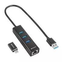 Sharkoon HUB 3X USB 3.2 +RJ45 ALU Juodas/3-PORT USB 3.2 GEN 1.
