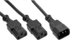 Maitinimo kabelis InLine F 1x IEC- C14 - 2x IEC- C13 1m tipas