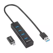 Sharkoon HUB 4X USB 3.2 ALU Juodas/4-PORT USB 3.2 GEN 1