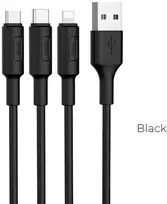 USB kabelis Hoco (X25) 3in1 lightning+micro+type-C juodas 1m
