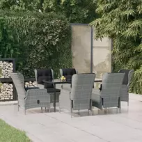Lauko baldų komplektas Sodo baldų komplektas, 7 dalių, šviesiai pilkas, poliratanas