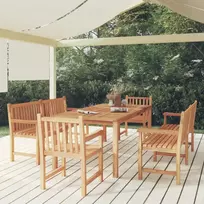 Lauko baldų komplektas Sodo valgomojo baldų komplektas, 5 dalių, tikmedžio masyvas