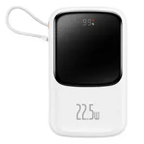 Powerbank Baseus Qpow PRO su kabeliu, 10000mAh, 22.5W (balta)