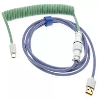 Ducky Premicord Iris Coiled Cable susuktas klaviatūros laidas, USB-C į USB-A – 1,8m