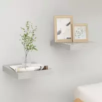 Pakabinamos lentynos, 2vnt., betono pilkos, 23x23,5x3,8cm, MDF
