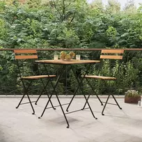 Lauko baldų komplektas Sulankstomas bistro komplektas, 3 dalių, tikmedis ir plienas