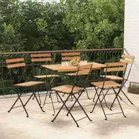 Lauko baldų komplektas Sulankstomas bistro komplektas, 7 dalių, akacija ir plienas