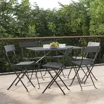 Sulankstomos bistro kėdės, 6vnt., juodos, poliratanas/plienas