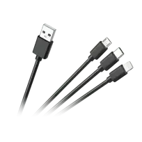 CABLETECH 3in1 jungiamasis kabelis USB A - micro - C - žaibas 1.2m