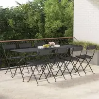 Sulankstomos bistro kėdės, 8vnt., juodos, poliratanas/plienas