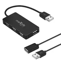 Maxlife Home Office USB 2.0 hub USB - 4x USB 0,15 m juodos spalvos + kabelis 1,5 m