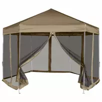 Šešiakampė išskleidžiama palapinė su sienomis, taupe, 3,6x3,1m