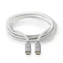 Nedis USB laidas | USB 3.2 Gen 2x2 | USB-C™ jungtis | 4K@60Hz | 20Gbps | Paauksuotas | 2,00m | apvalus | Pintas / nailonas | sidabras | Pakuotė su tavimi