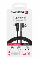 Swissten L Type Textile Universal Quick Charge 3.1 USB į USB-C Data ir 1,2 m įkrovimo laidas
