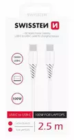 BBC Duomenų kabelis SWISSTEN TPE USB-C/USB-C (PD) 5A (100W) 2,5 m, baltas