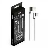 V-tac 1m type-c USB laidas, sidabrinis, pintas audinys