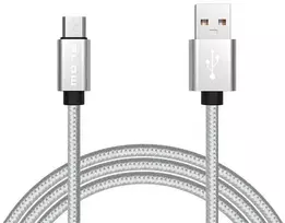 Blow USB A - micro B jungtis 1.0m, pintas, sidabrinis