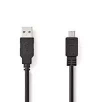 Nedis USB-Kabelis USB 2.0 | USB-A Stecker | USB Micro-B Stecker | 480Mbps | Vernickelt | 3.00 m | rund | PVC | Juodas | Box