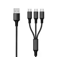 Kabelis USB 2GO USB-A - 3x USB-C 1.5 m Juodas (797156)