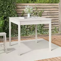 Sodo stalas, baltas, 82,5x82,5x76cm, pušies medienos masyvas