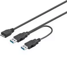 USB kabelis PremiumCord 2x USB- A - mikro B 0, 3 m Juoda (ku3y01)