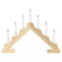 Kalėdinė dekoracija "Žvakutės", 2xAA, 29cm, 7 x LED, šiltai balta, medinė, su laikmačiu, EMOS