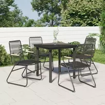 Lauko baldų komplektas Sodo valgomojo komplektas, 5 dalių, juodas, PVC ratanas