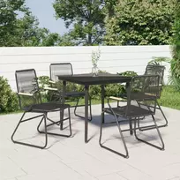 Lauko baldų komplektas Sodo valgomojo komplektas, 5 dalių, juodas, PVC ratanas