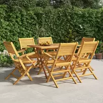 Lauko baldų komplektas Sodo valgomojo baldų komplektas, 7 dalių, tikmedžio masyvas