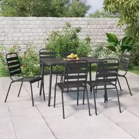 Lauko baldų komplektas Sodo valgomojo baldų komplektas, 7 dalių, antracito, plienas