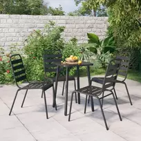 Lauko baldų komplektas Sodo valgomojo baldų komplektas, 5 dalių, antracito, plienas