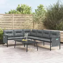 Lauko baldų komplektas Sodo poilsio baldų komplektas, 2 dalių, antracito, plienas