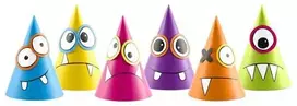 Party Deco Gimtadienio kepuraitės "Pasigamink monstrą pats" 16cm 6 vnt