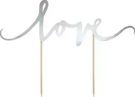 Party Deco Tortų papuošimai Love PartyDeco 17cm sidabro spalvos