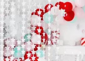 Party Deco Sidabrinės folijos užuolaida-lietutis "Žvaigždutės" 100*245cm