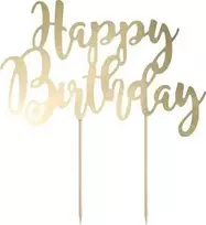 Party Deco Torto papuošimas Happy Birthday PartyDeco H22.5cm sidabro spalvos