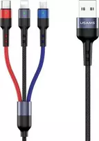 USAMS Pintas laidas U26 3in1 0.35m 2A greitas įkrovimas (lightning/microUSB/USB-C) SJ410USB01 (US-SJ410)