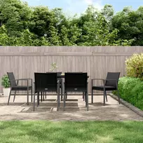 Sodo kėdės su pagalvėmis, 6vnt., juodos, 56,5x57x83cm, ratanas