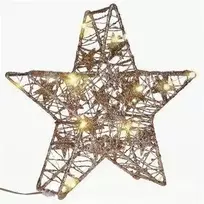 Solight kalėdinės žvaigždės blizgučiai, auksinis, metalinis, 14x LED, 2x AA