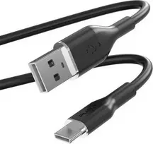 PURO ICON minkštas kabelis – USB-A iki USB-C kabelis 1,5 m (juodas)