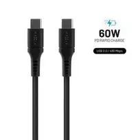 Fixed Ištaisyta | Skysto silikono kabelis USB-C/USB-C, 1,2 m, 60 W | FIXDLS-CC12-BK