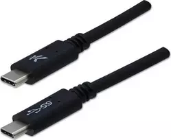 USB kabelis su logotipu (3.2 kartos 1), USB C (M) - USB C (M), 1m, 5Gb/s, 5V/3A, juodas, blisterinė pakuotė, EOL