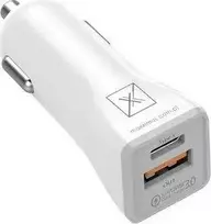 Maxximus AUTOMOBILINIS ĮKROVIKLIS MX KAPPA 18W PD+QC, USB-A+C+ C/C KABELIS 20W PD, Baltas